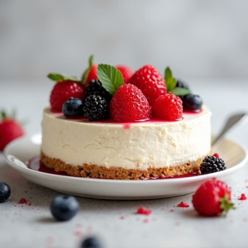 Greek Yogurt Protein Cheesecake with Fresh Berries