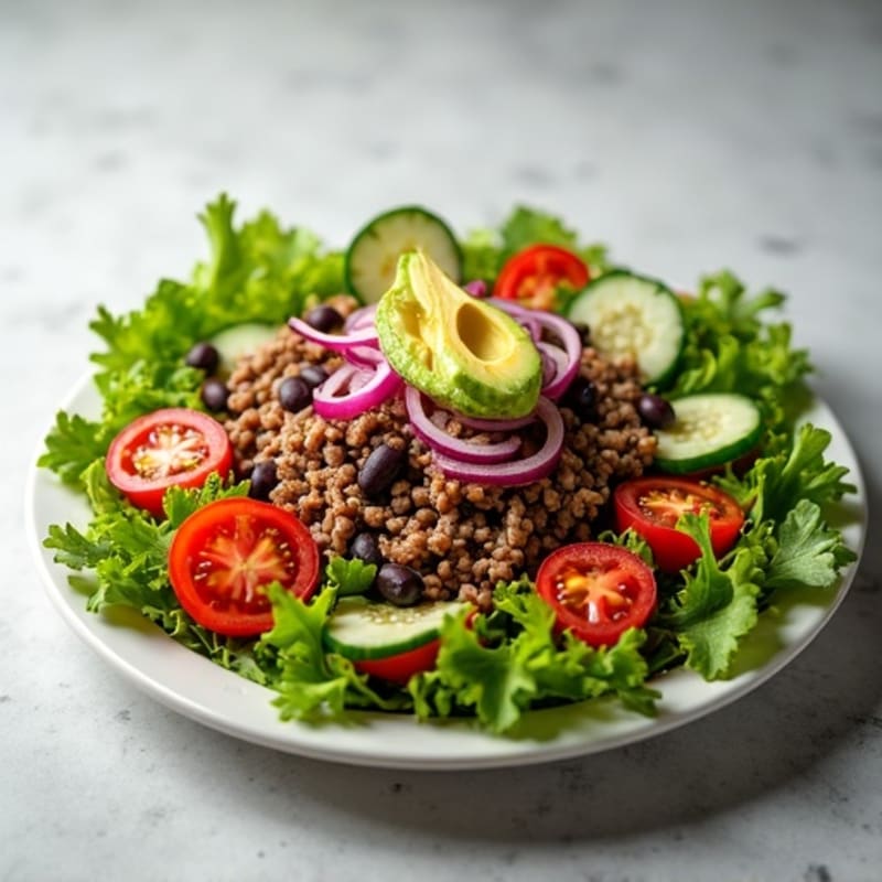 Lean Ground Beef Salad with Fresh Greens