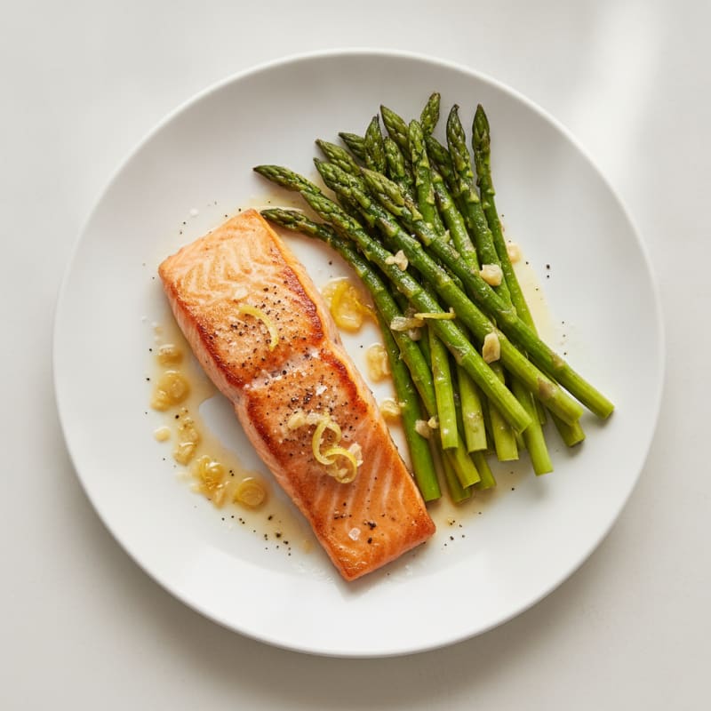 Pan-Seared Salmon with Roasted Asparagus