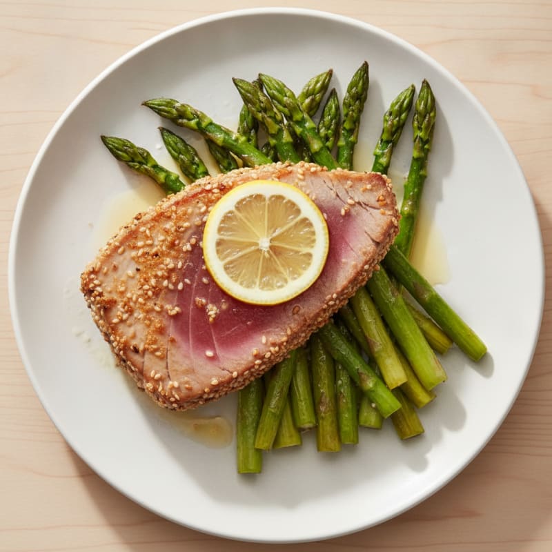 Seared Tuna Steak with Roasted Asparagus