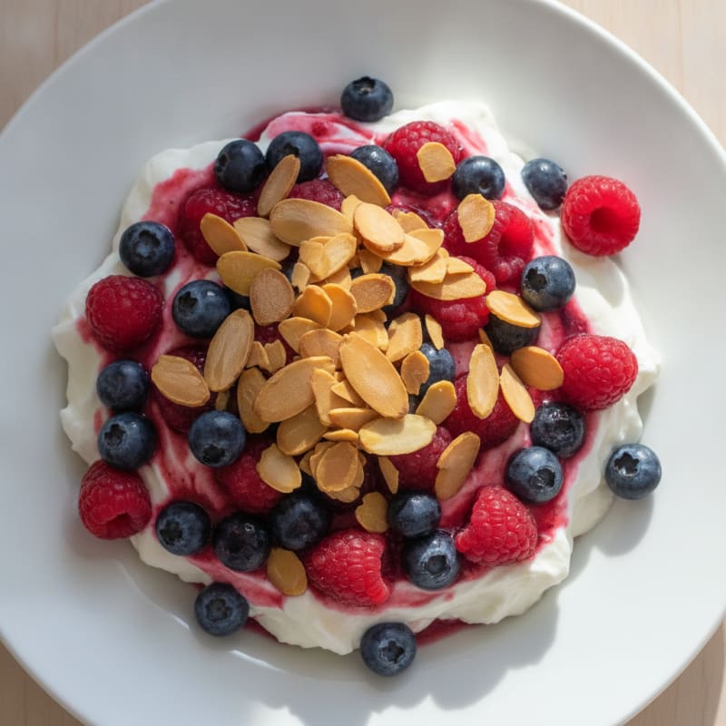 Greek Yogurt Protein Parfait with Berries and Almonds