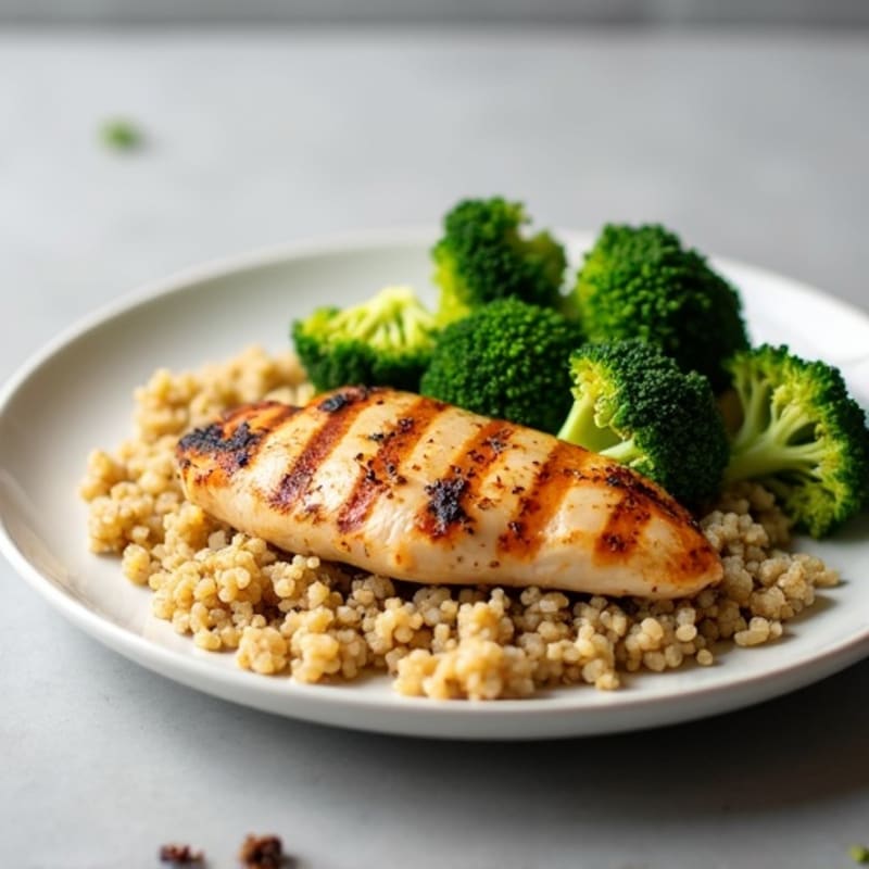 Grilled Chicken Breast with Quinoa and Steamed Broccoli