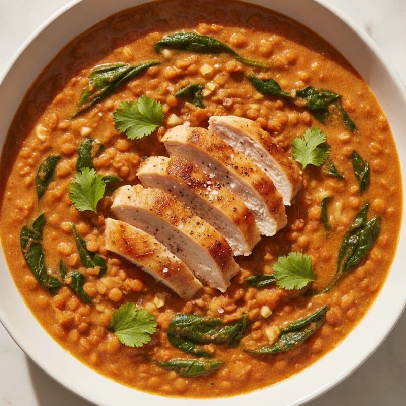 Red Lentil Curry with Spinach