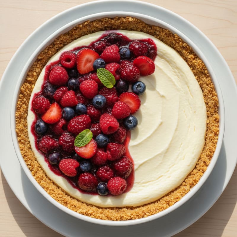 Greek Yogurt Protein Cheesecake with Mixed Berries