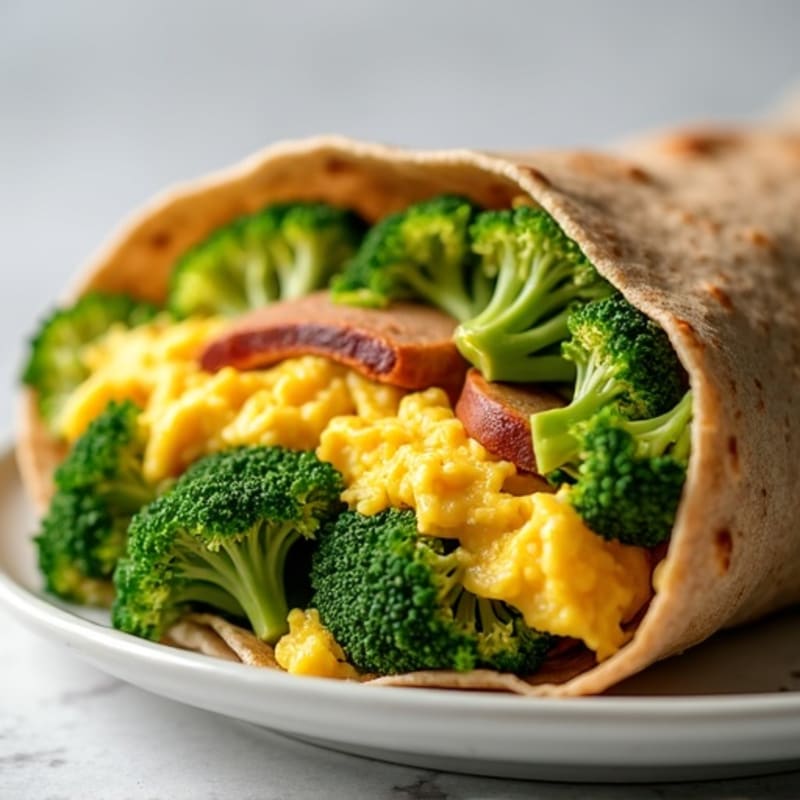 Egg and Broccoli Scramble Wrap with Avocado