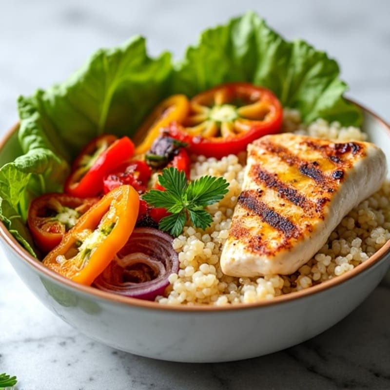 Grilled Chicken and Quinoa Bowl with Roasted Vegetables