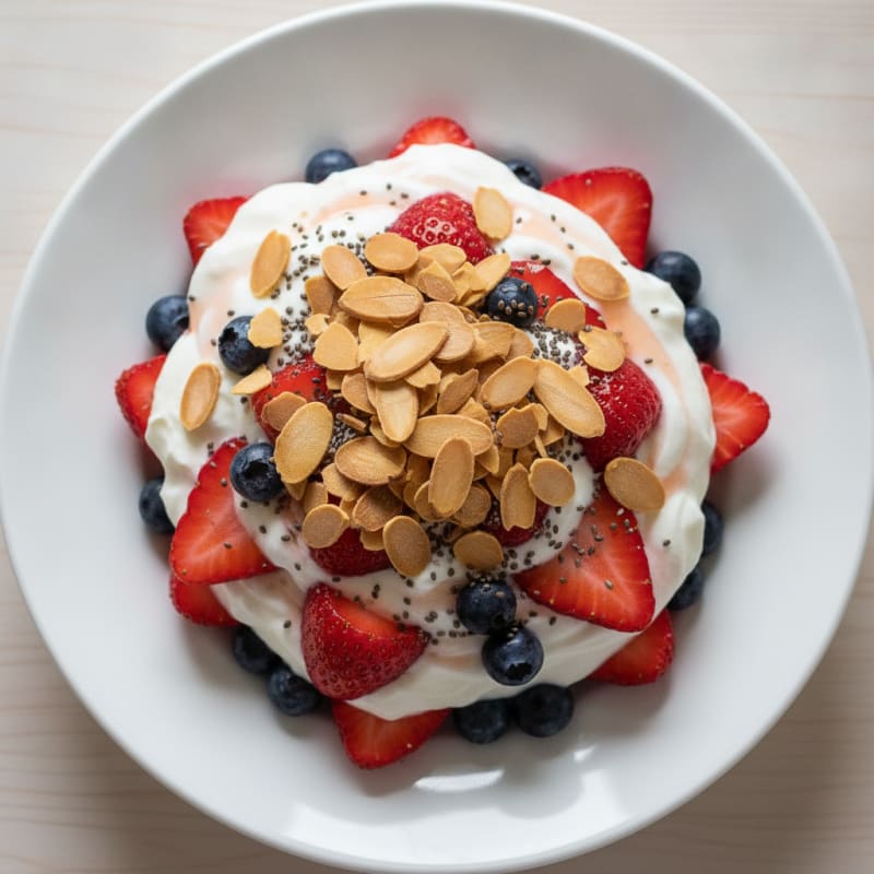 Greek Yogurt Protein Parfait with Berries and Almonds
