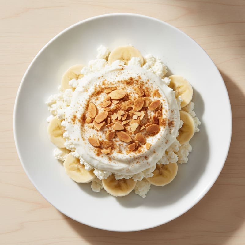 Greek Yogurt Protein Parfait with Banana and Crunchy Almonds