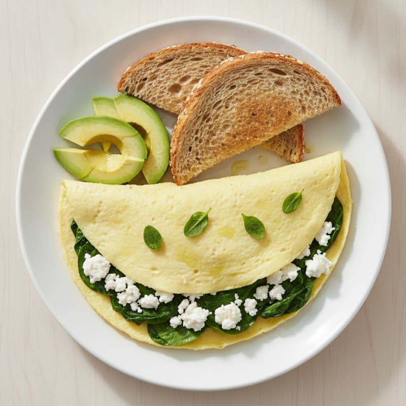 Egg White Spinach Omelette with Cottage Cheese