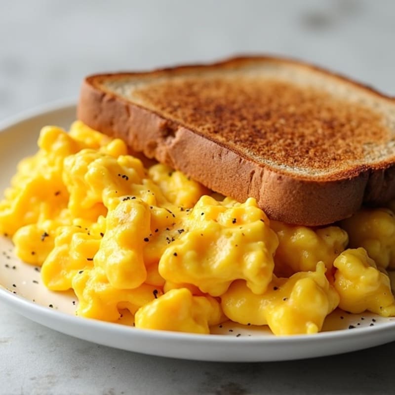 Fluffy Scrambled Eggs with Crispy Whole Wheat Toast
