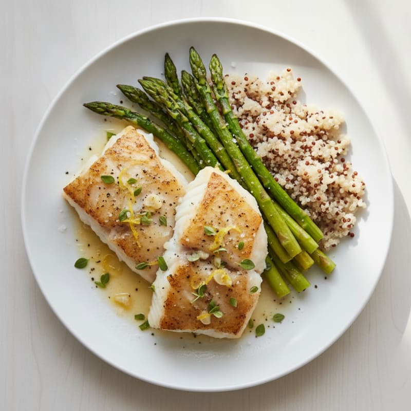 Lemon Herb Baked Cod with Roasted Asparagus