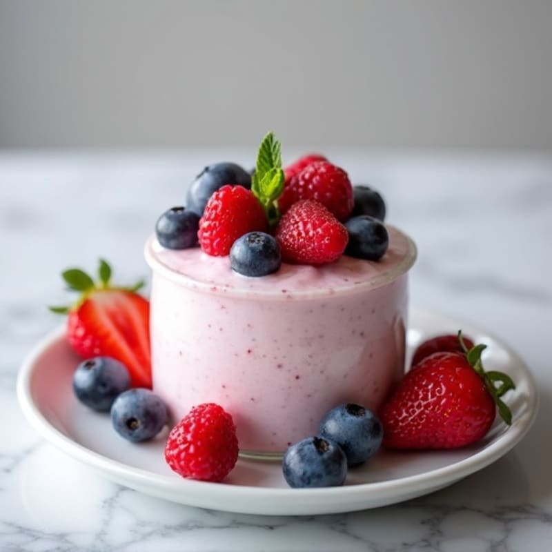 Greek Yogurt Protein Mousse with Mixed Berries