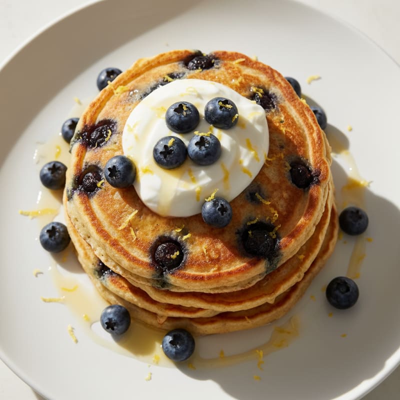 Blueberry Ricotta Pancakes with Lemon Zest