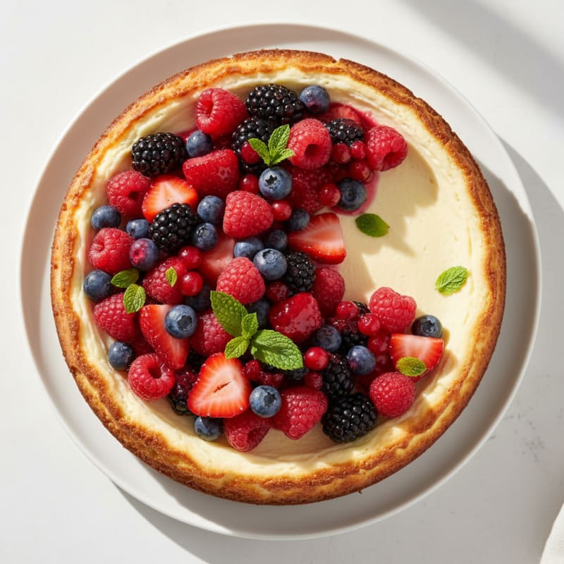 Creamy Greek Yogurt Protein Cheesecake with Fresh Berries