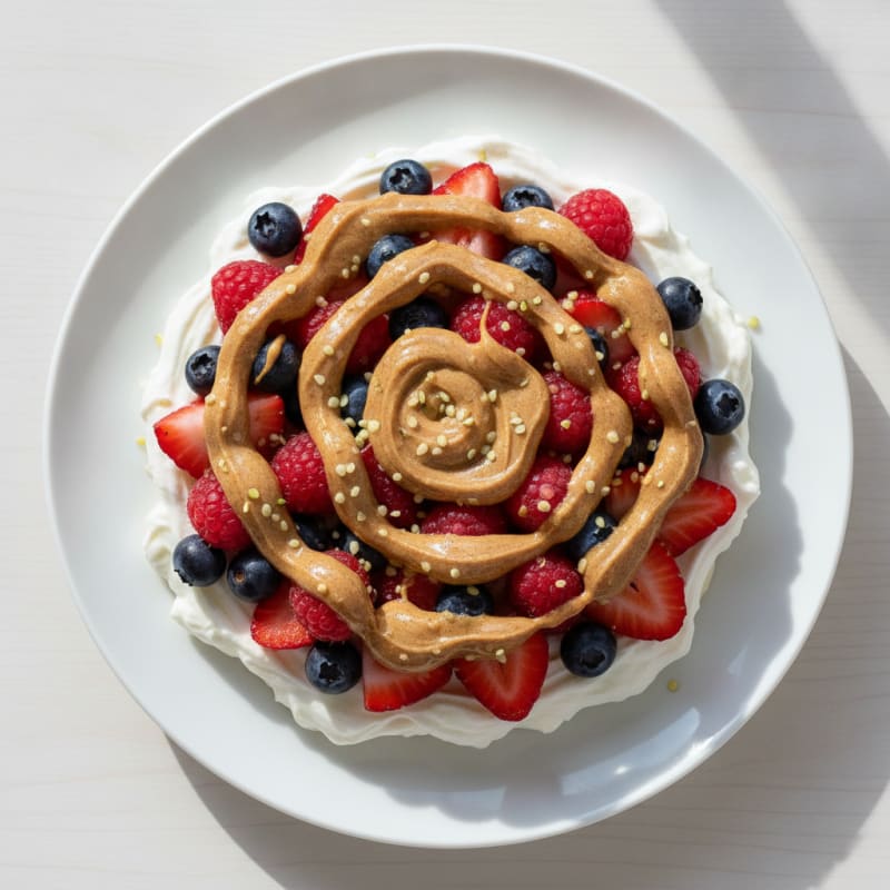 Greek Yogurt Protein Parfait with Mixed Berries and Almond Butter