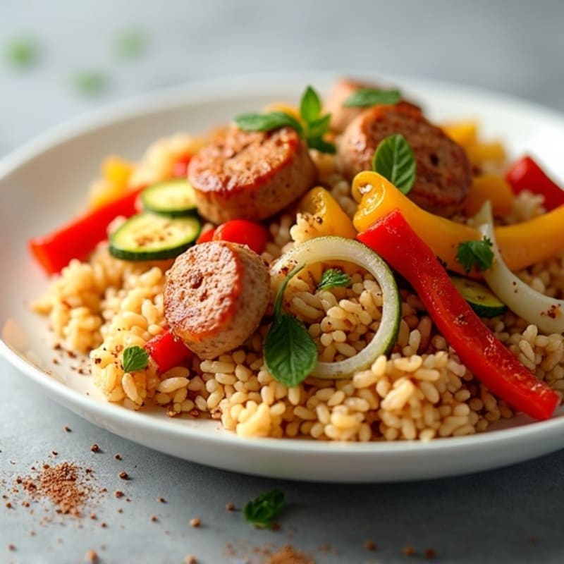 Spicy Chicken and Sausage Rice with Fresh Vegetables