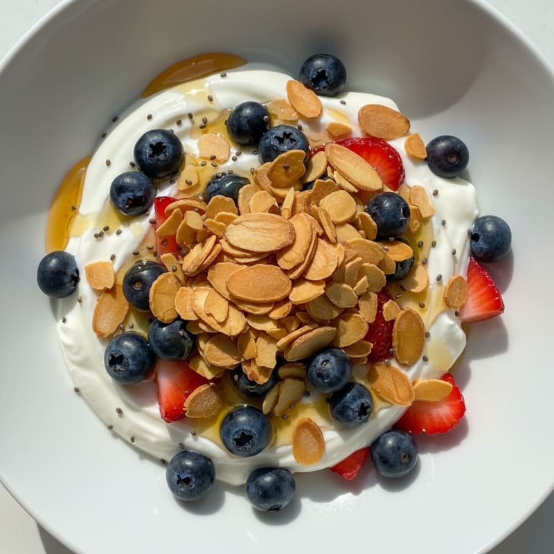 Creamy Greek Yogurt Parfait with Berries and Almonds