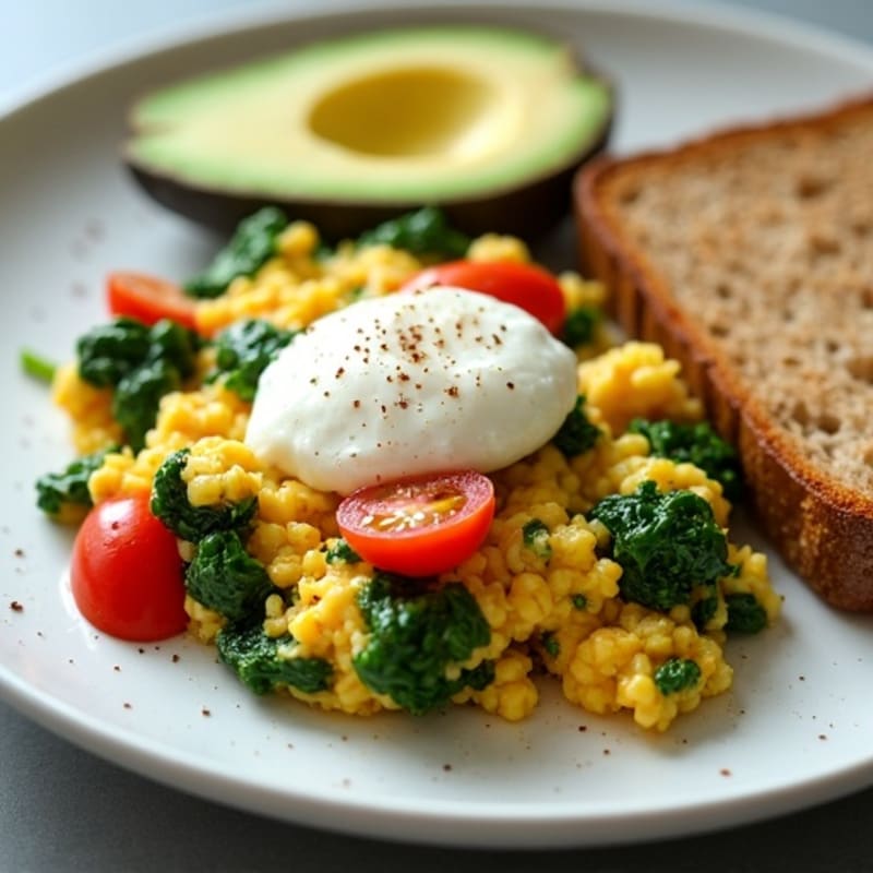 Egg White Scramble with Cottage Cheese and Spinach