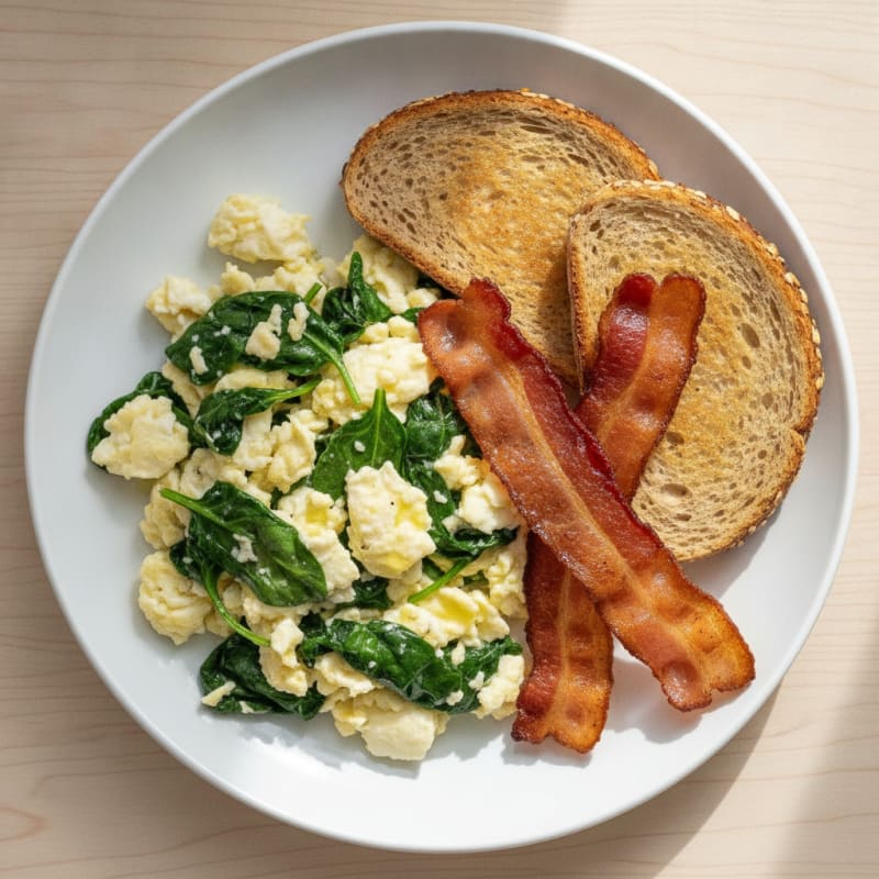 Egg White Scramble with Spinach and Turkey Bacon
