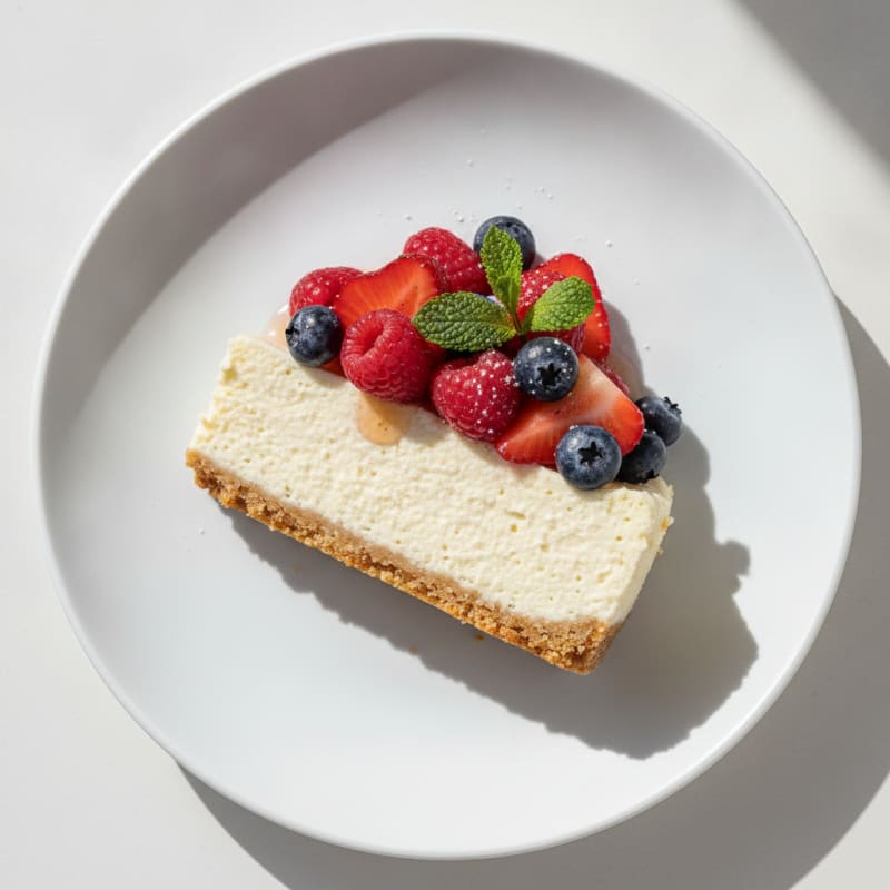 Greek Yogurt Protein Cheesecake with Fresh Berries