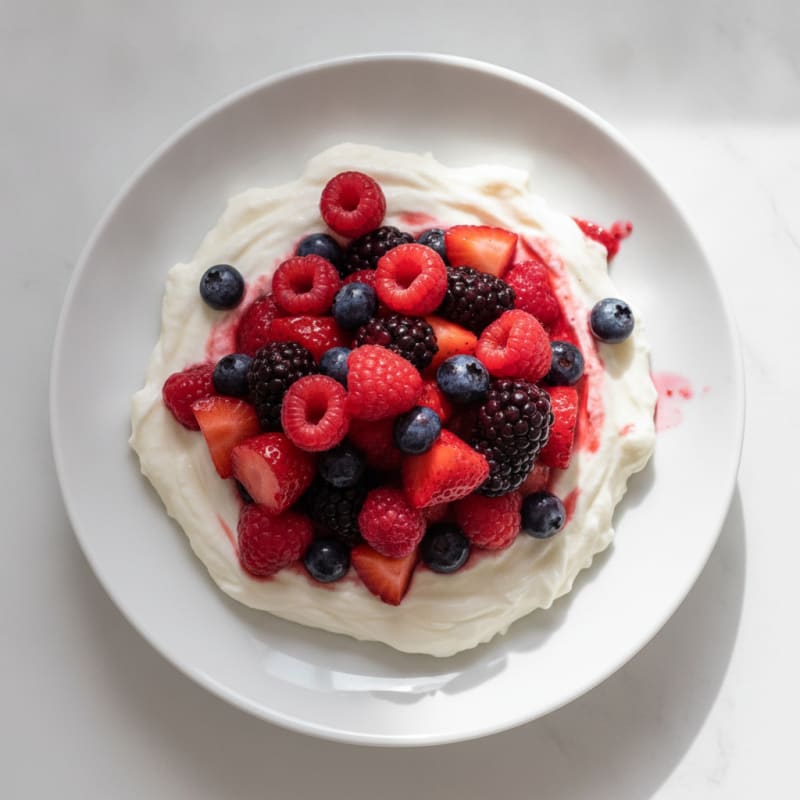 Greek Yogurt Protein Parfait with Whey Protein and Mixed Berries