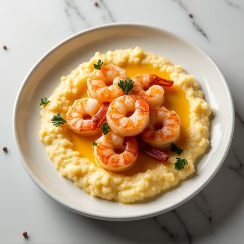 Garlic Pan-Seared Shrimp with Creamy Grits