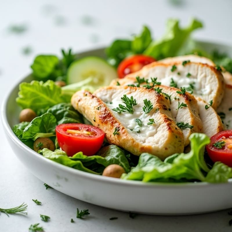 Creamy Lemon Herb Chicken Salad with Crisp Mixed Greens