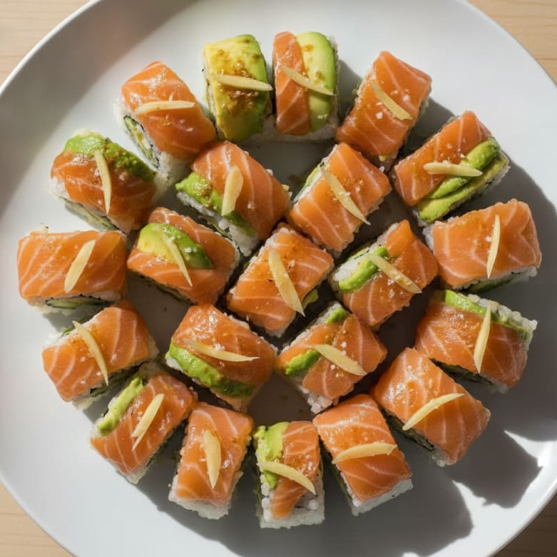 Fresh Salmon & Avocado Sushi Rolls