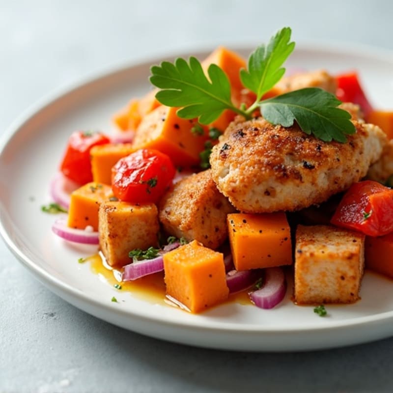 Crispy Chicken and Sweet Potato Hash