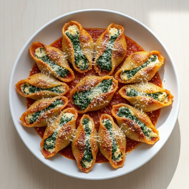 Baked Spinach Ricotta Pasta Shells