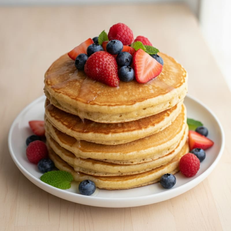 Fluffy Protein Pancakes with Berries
