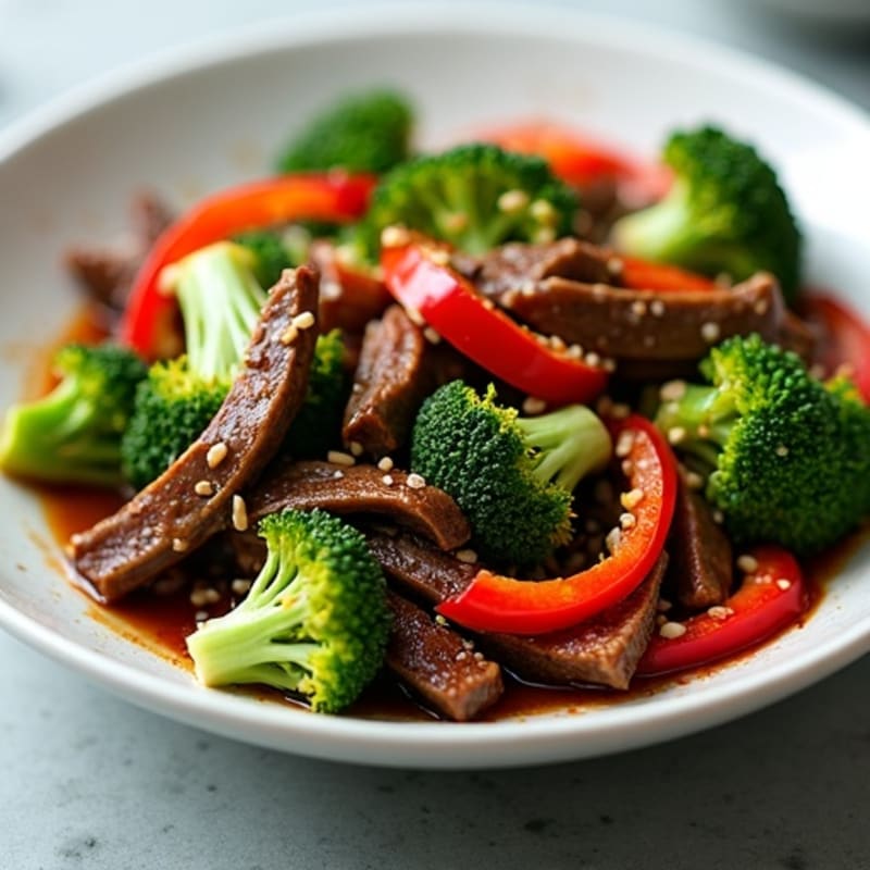 Garlic Ginger Beef and Crispy Broccoli Stir-Fry