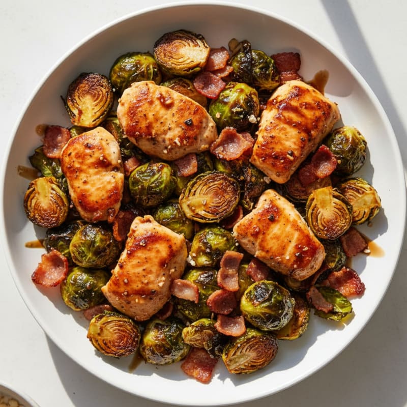 Crispy Balsamic-Glazed Brussels Sprouts with Bacon