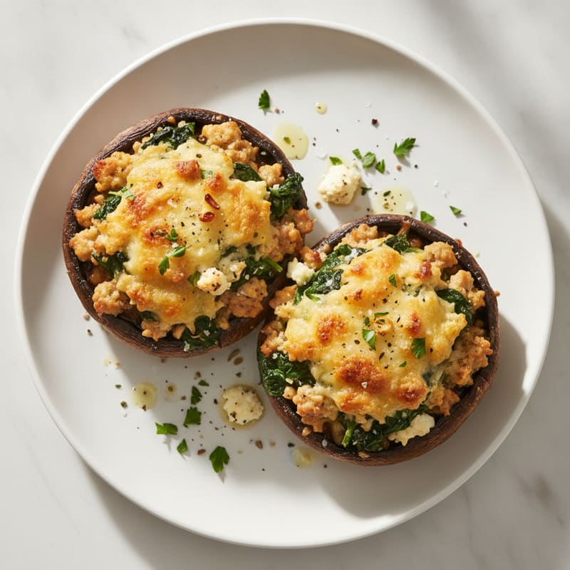Herb & Cheese Stuffed Portobello Mushrooms