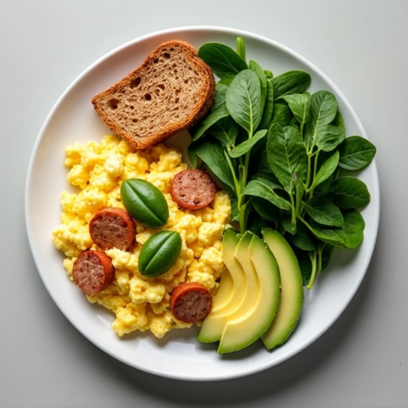 Egg White Scramble with Spinach and Turkey Sausage