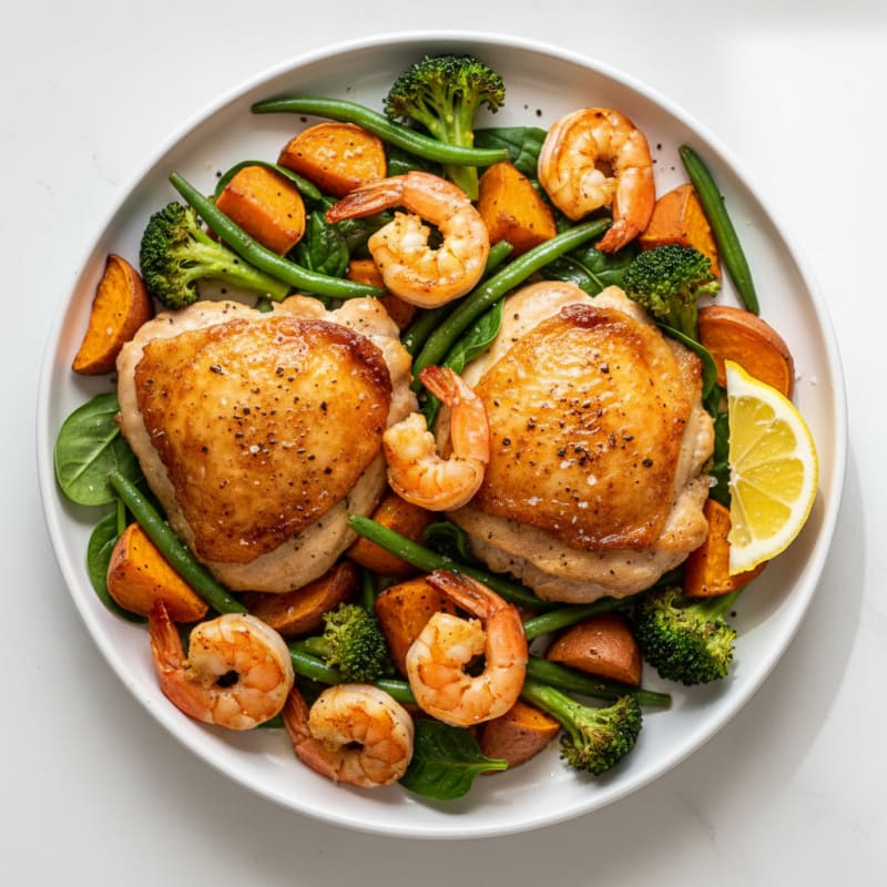 Sheet Pan Roasted Chicken and Shrimp