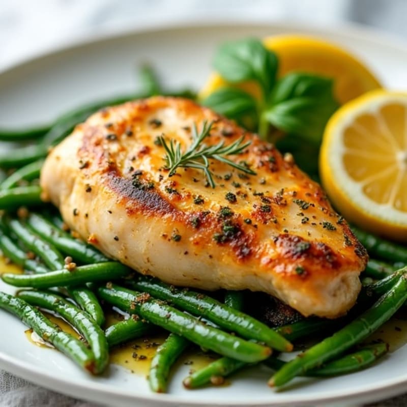 Lemon Herb Roasted Chicken with Crispy Green Beans