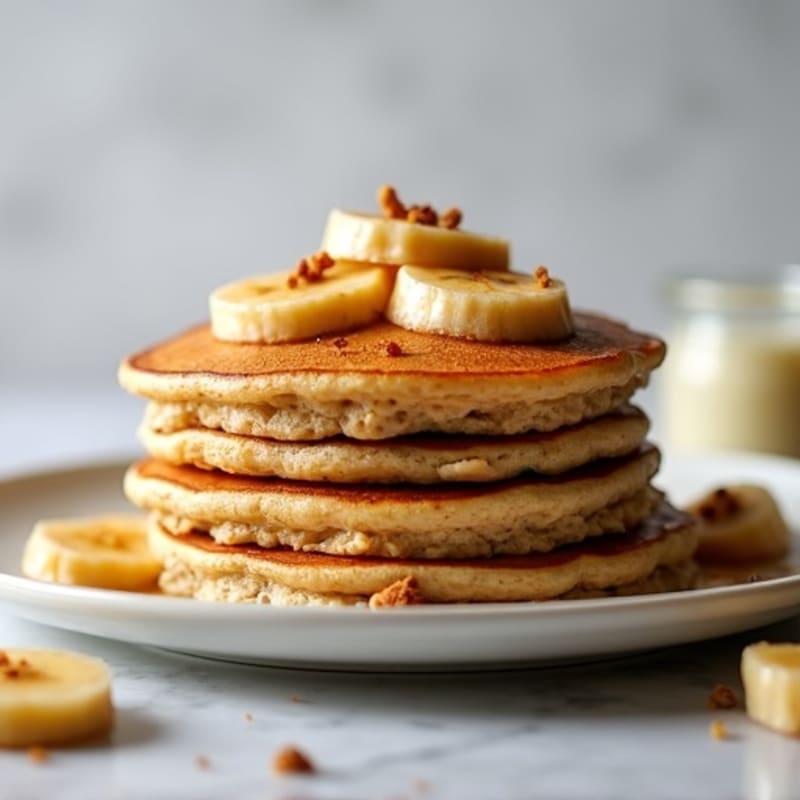 Fluffy Protein Oat Pancakes with Warm Caramelized Bananas