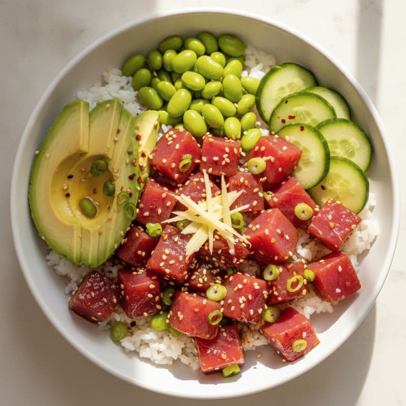 Ahi Tuna Poke Bowl with Avocado