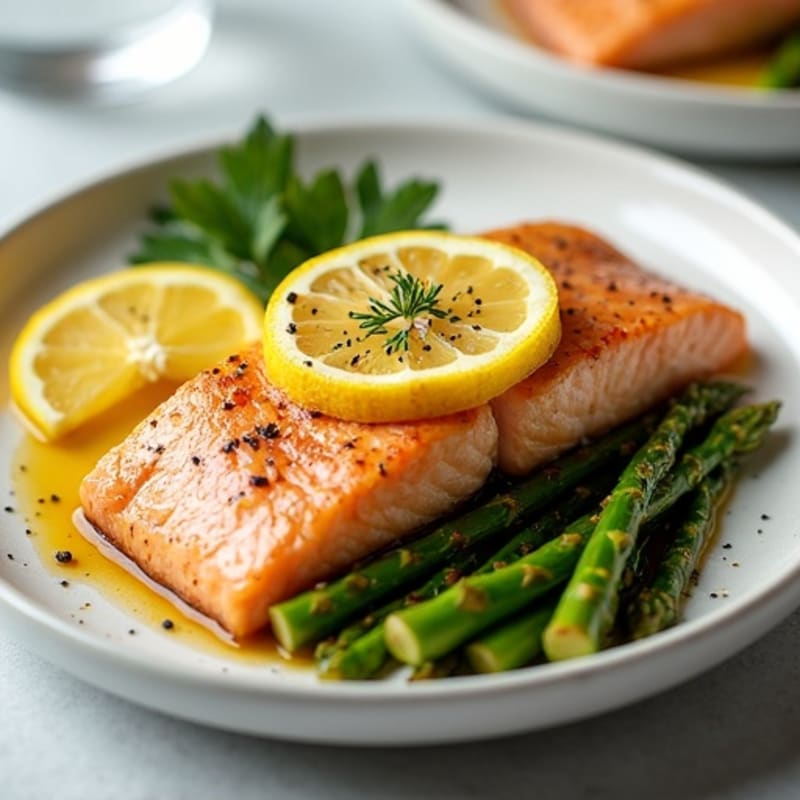 Lemon-Garlic Baked Salmon with Roasted Asparagus