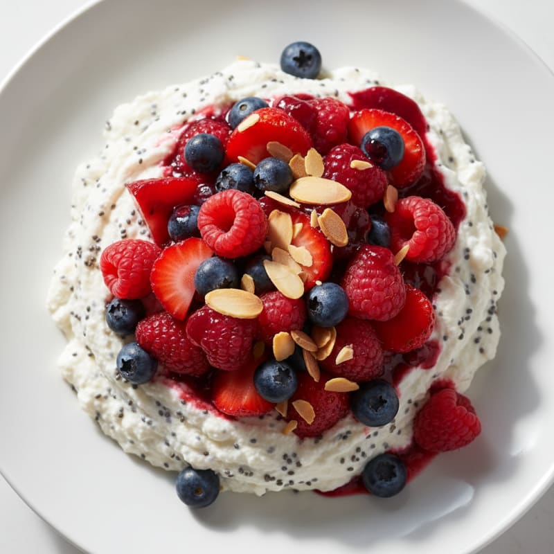 Greek Yogurt Protein Mousse with Mixed Berries