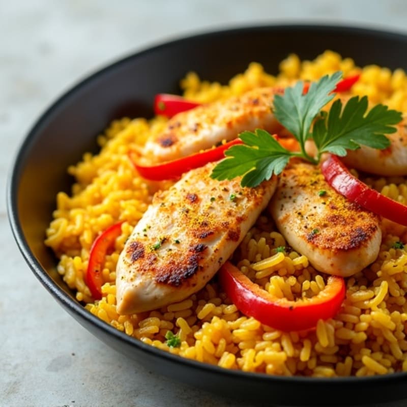 Saffron Chicken and Yellow Rice Skillet