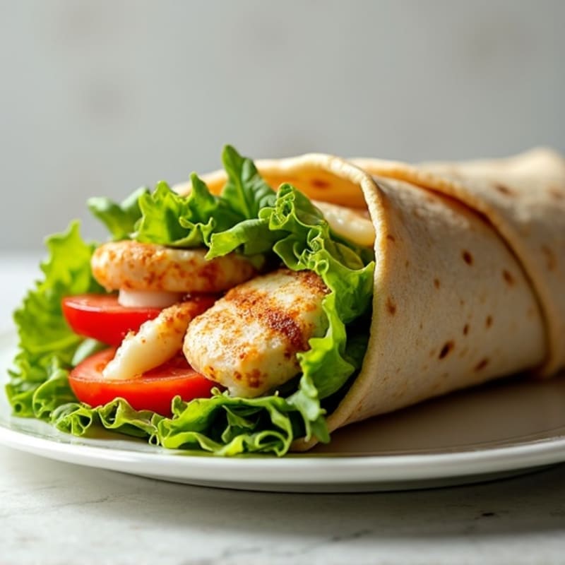 Grilled Chicken Caesar Whole Wheat Wrap with Crispy Romaine