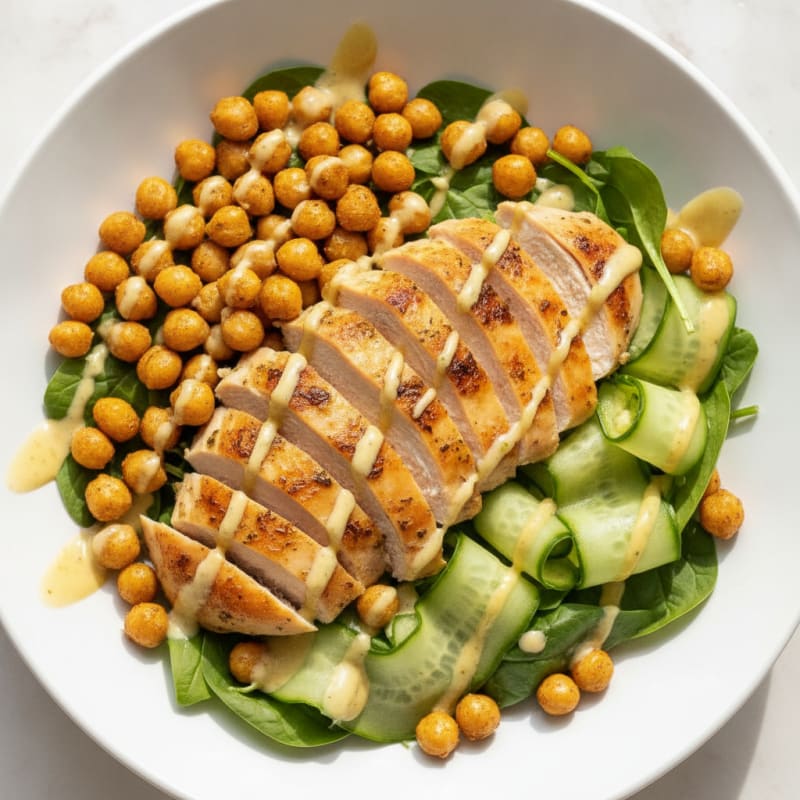 Savory Herb Roasted Chickpea and Chicken Bowl
