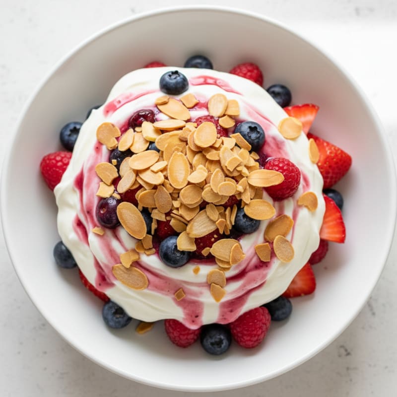 Creamy Greek Yogurt Protein Parfait with Mixed Berries and Almonds