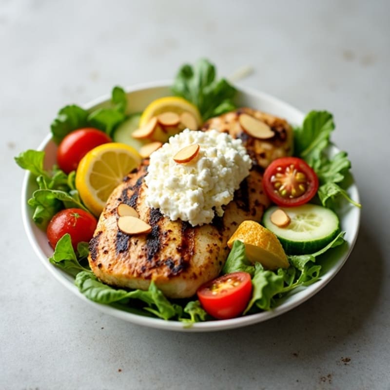 Grilled Chicken and Veggie Salad with Cottage Cheese