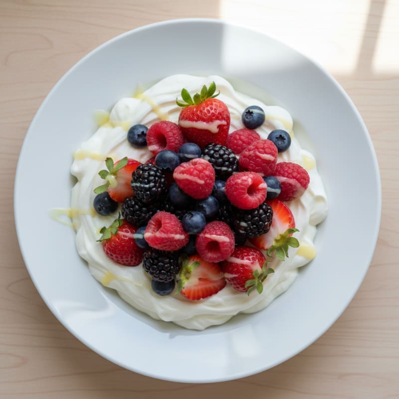 Silky Vanilla Protein Yogurt with Mixed Berries