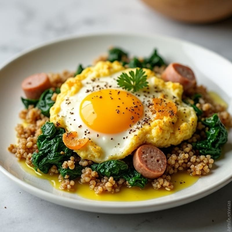 Egg White Scramble with Spinach and Turkey Sausage
