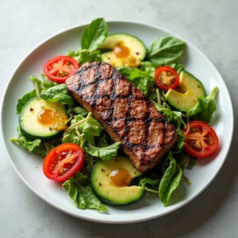 Grilled Beef Steak Salad with Crunchy Greens