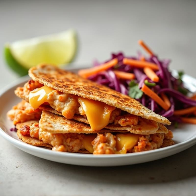 Crispy BBQ Chicken Quesadilla with Fresh Slaw